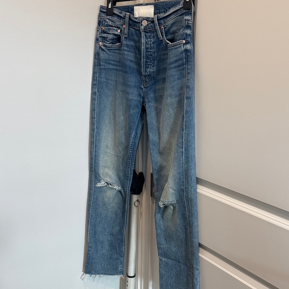 MOTHER Distressed Blue Slim Jeans